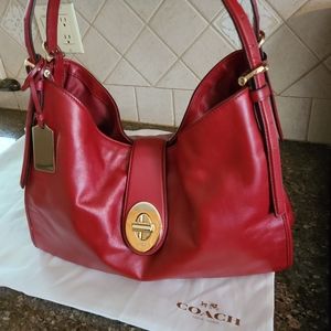 Red leather Coach Bag